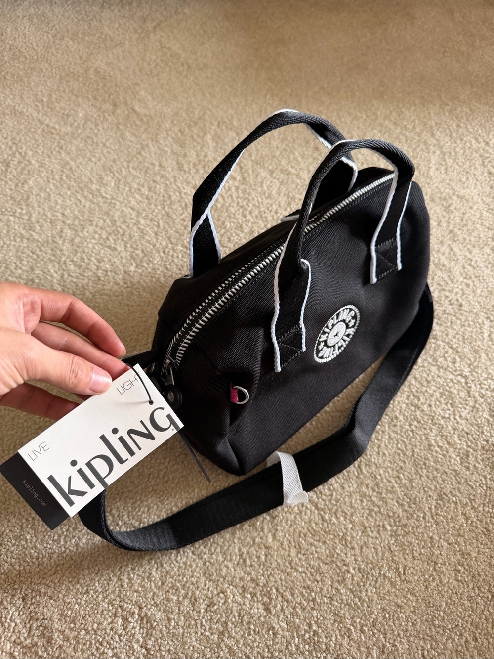 Kipling Black Duffel Bag with Pink Charm Accent - Picture 5 of 5